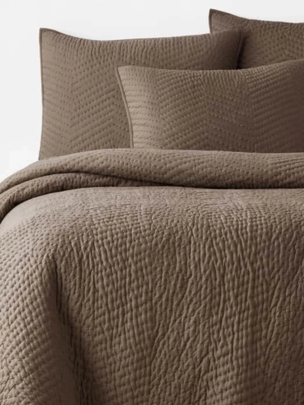 The Company Store Cotton Voile Pillow Sham Cedar Brown Hand Quilted Retail $42